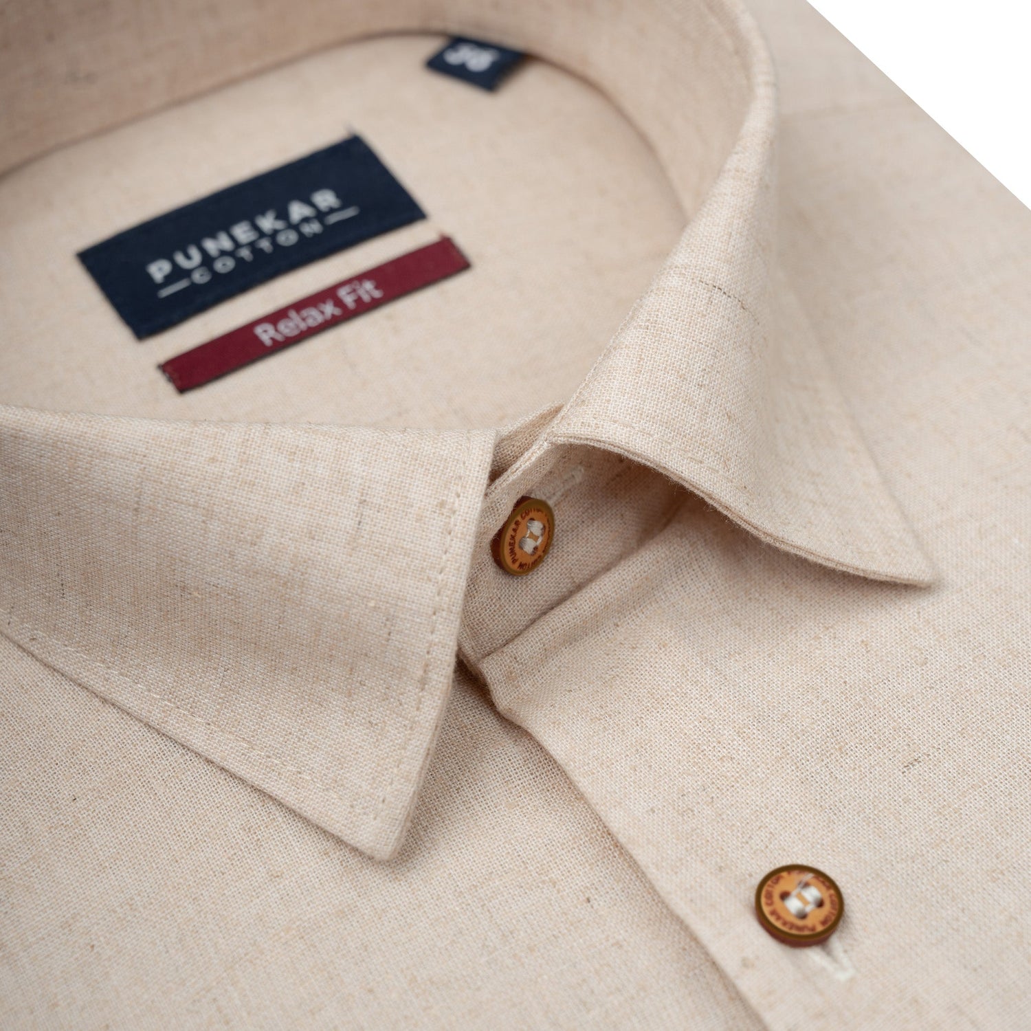 Beige Color Cotton Blend Kosa Texture Shirts For Men - Punekar Cotton