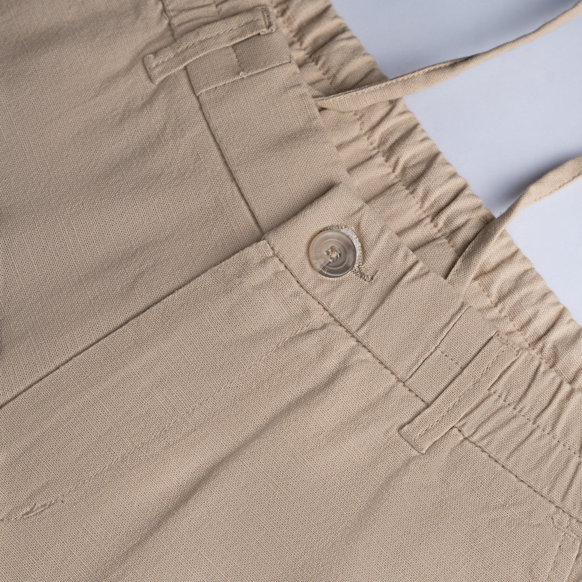 Beige Everyday Cotton Linen Straight-Fit Pants for Men - Punekar Cotton