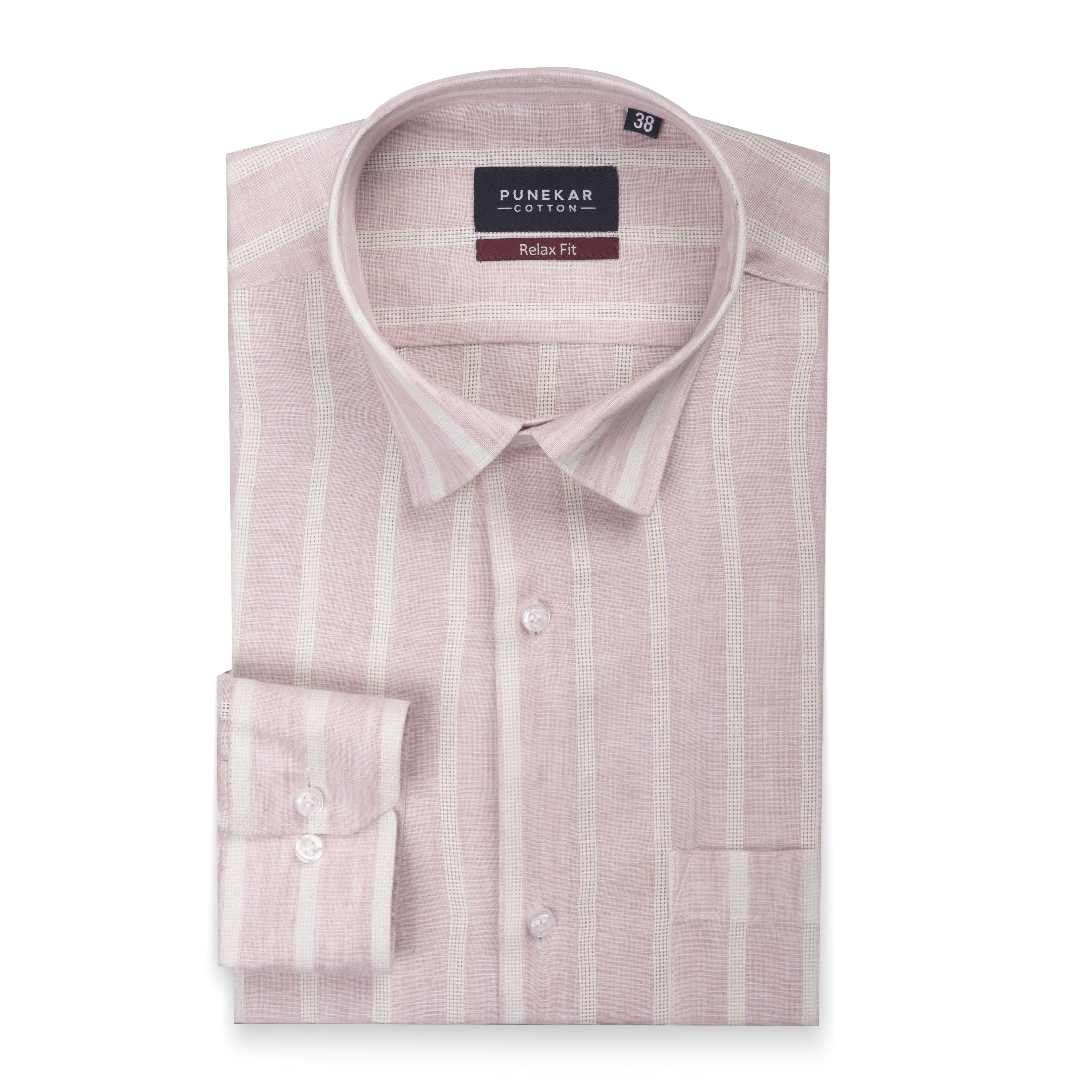 Pink Color Bold Stripe Cotton Shirt For Men