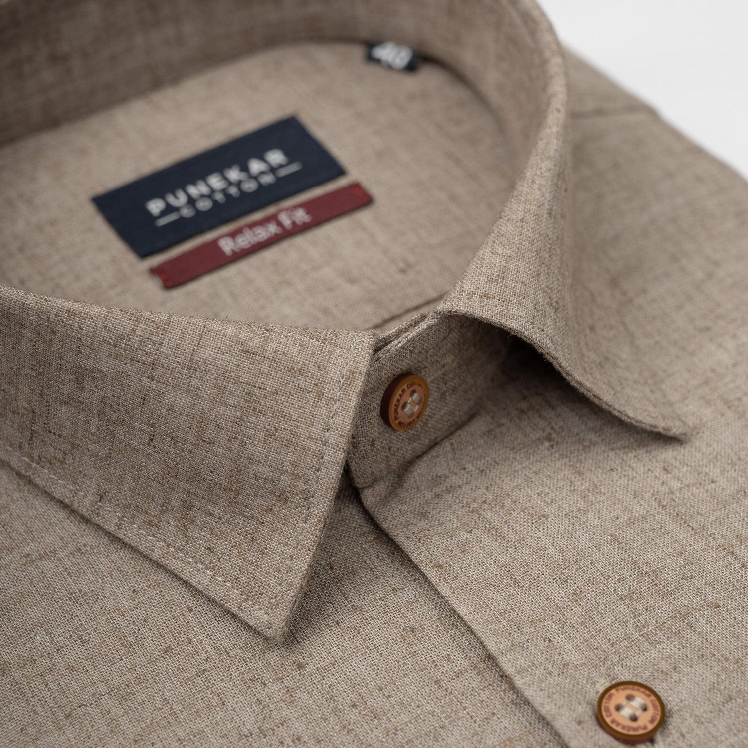 Brown Color Cotton Blend Kosa Texture Shirts For Men - Punekar Cotton