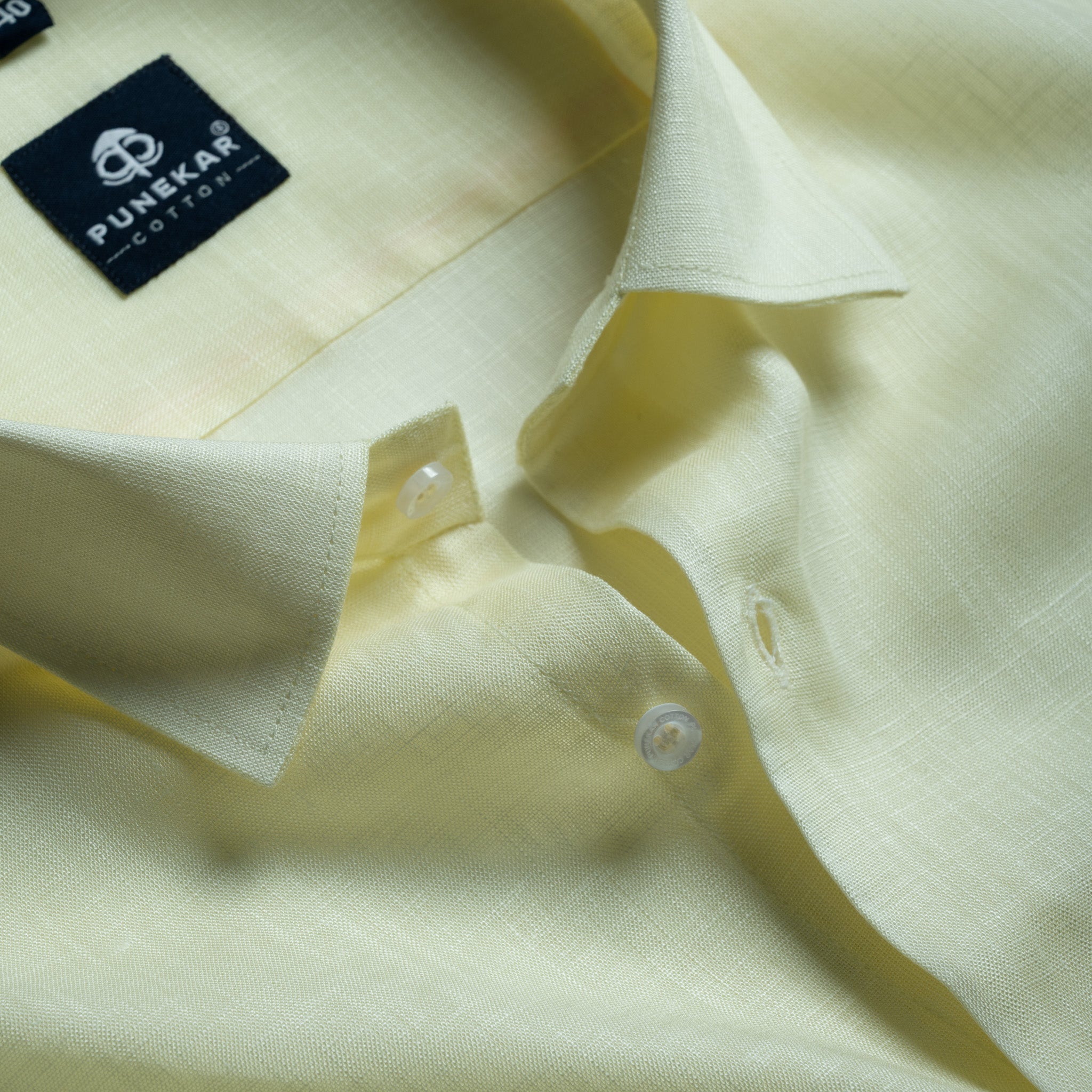 Butter Yellow Color 80s Lino Lyocell Shirt For Men - Punekar Cotton