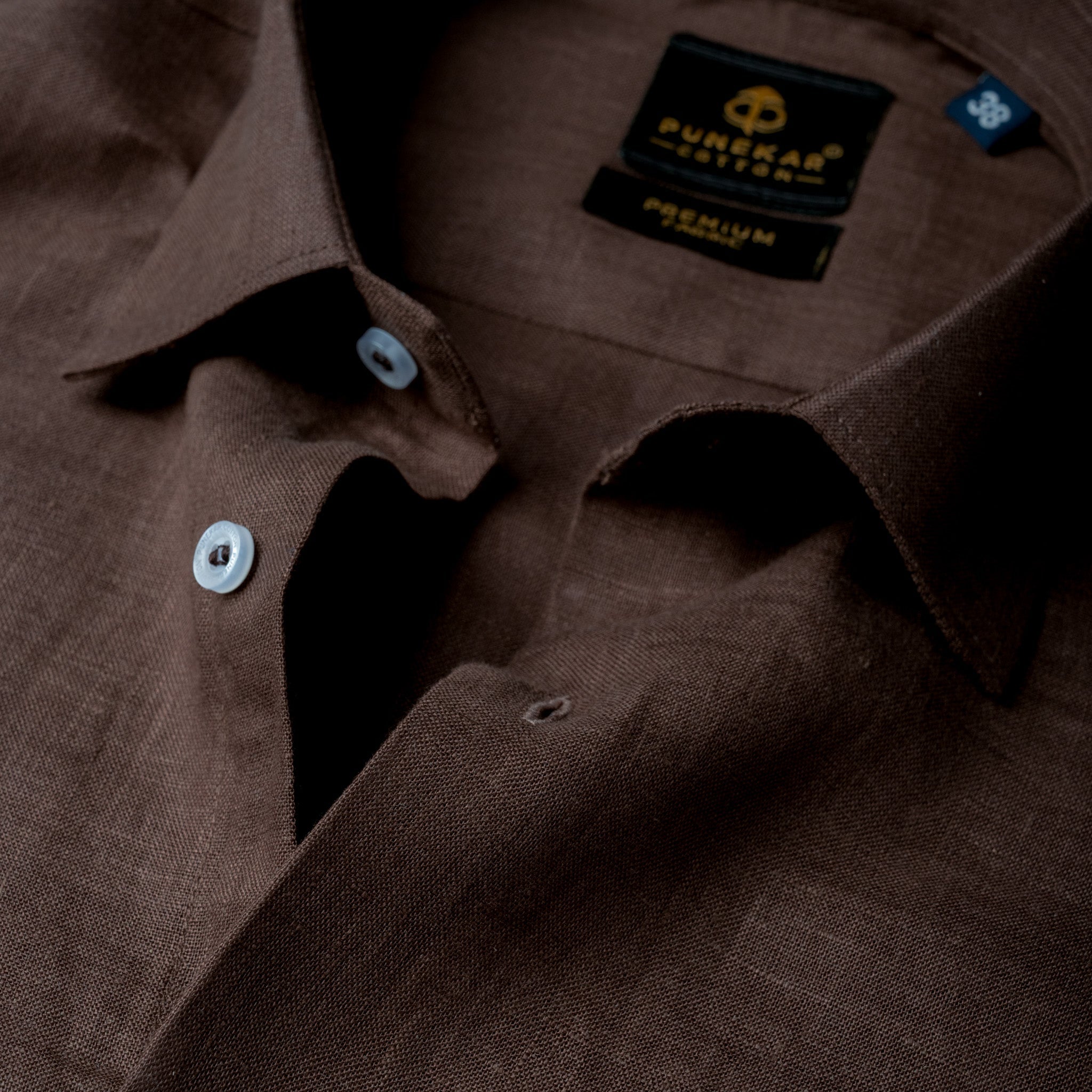 Dark Brown 60Lea Pure Linen Shirt For Men - Punekar Cotton