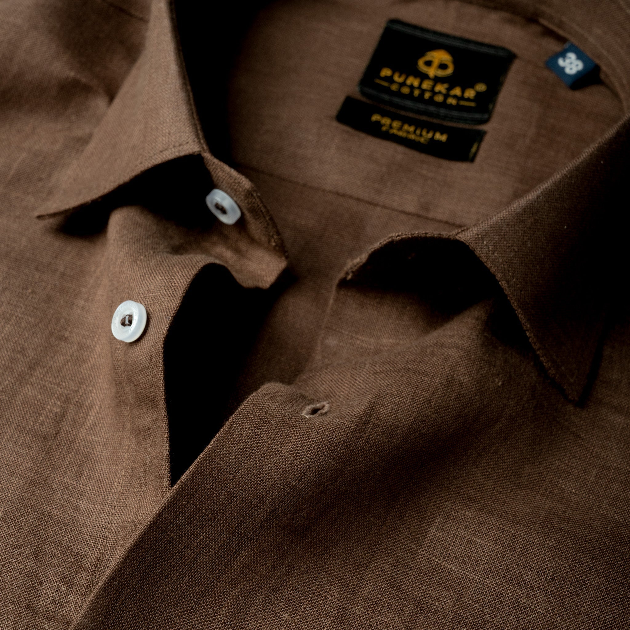 Dark Brown 60Lea Pure Linen Shirt For Men - Punekar Cotton