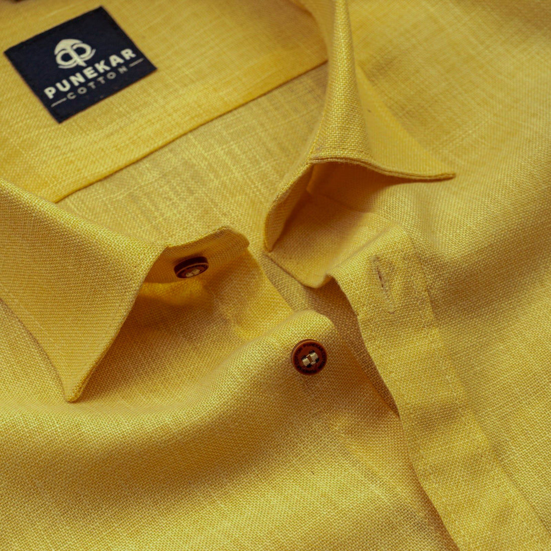 Golden Color Linen Formal Shirts For Men - Punekar Cotton