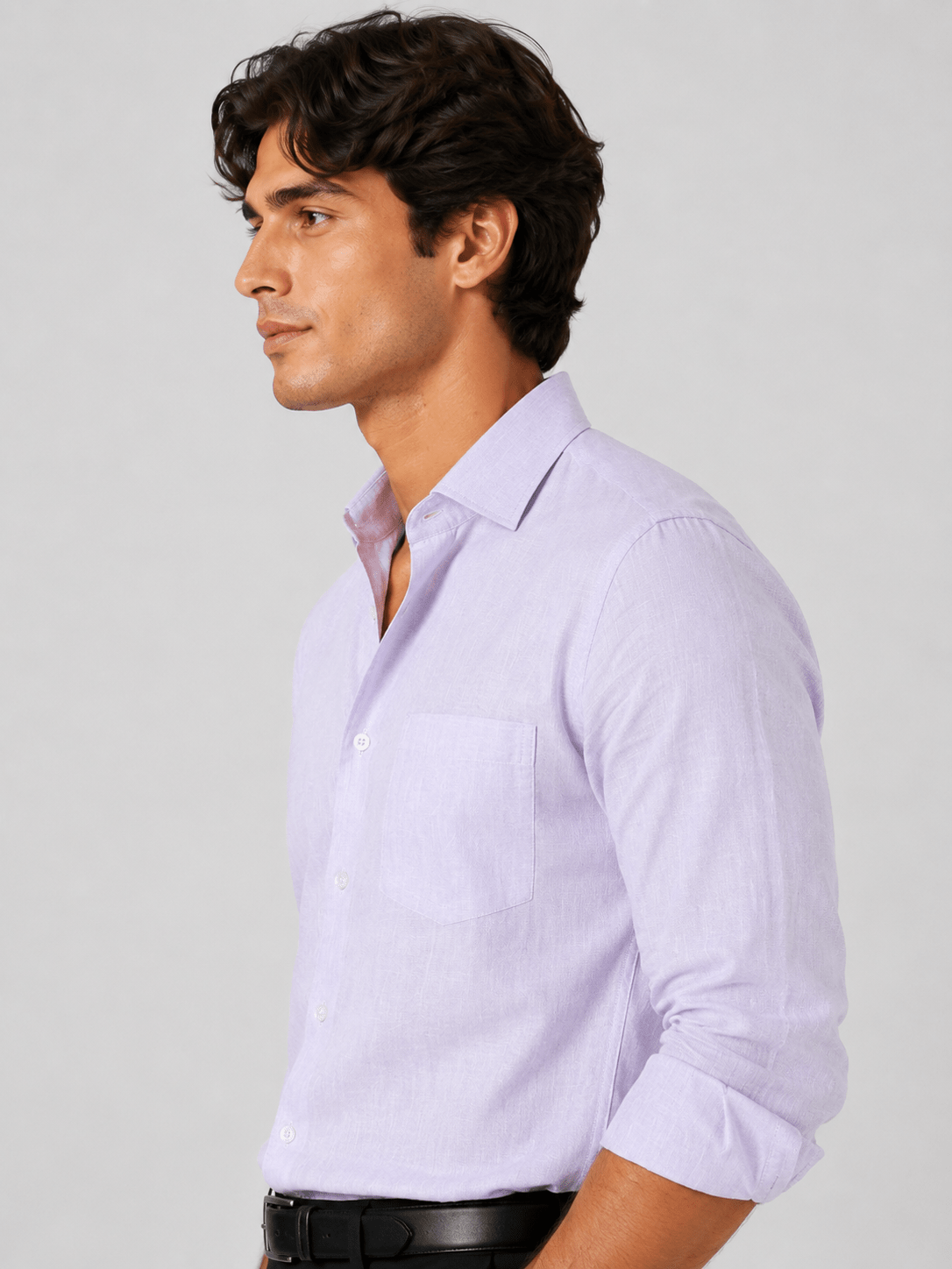 Lavender Color 60Lea Pure Linen Shirt For Men - Punekar Cotton