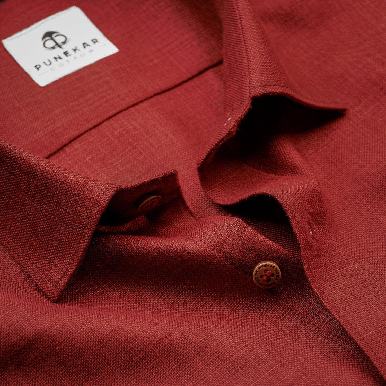 Maroon Color Blended Linen Shirt For Men&