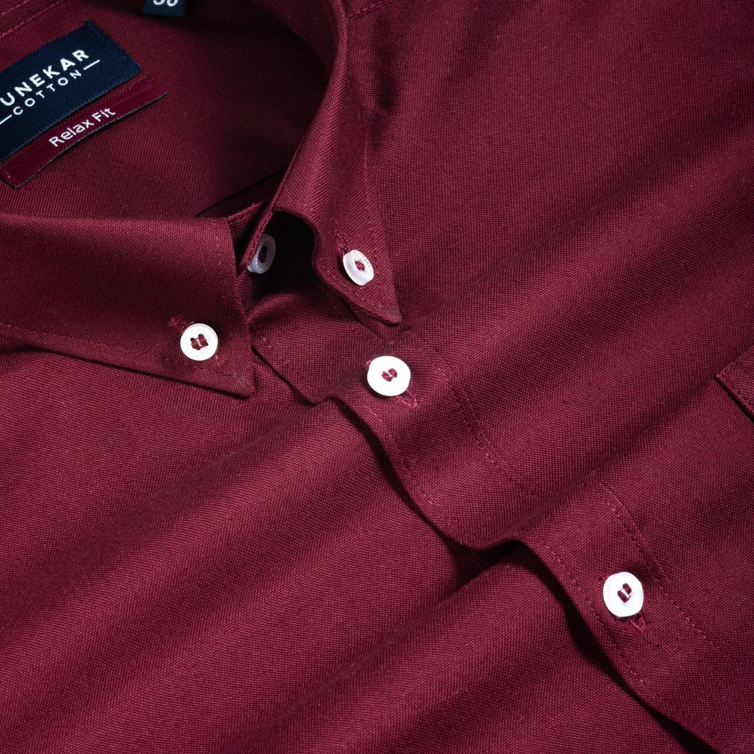 Maroon Colour Cotton Oxford Button Down Collar Shirt For Men - Punekar Cotton