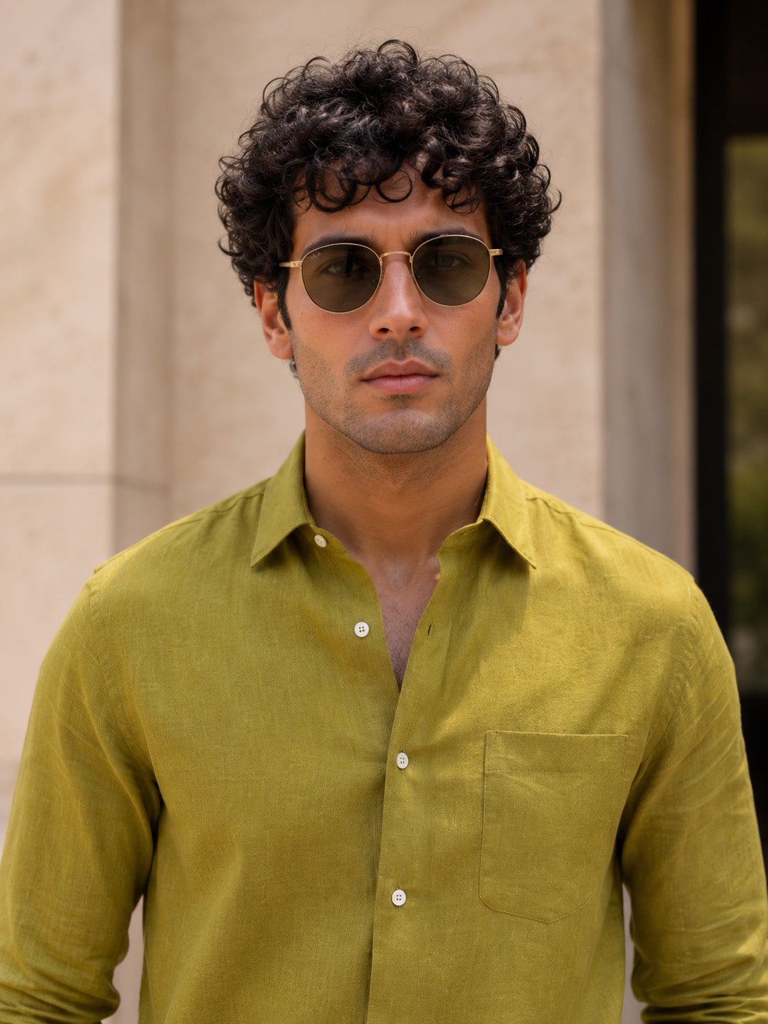 Mehndi 60Lea Pure Linen Shirt For Men - Punekar Cotton