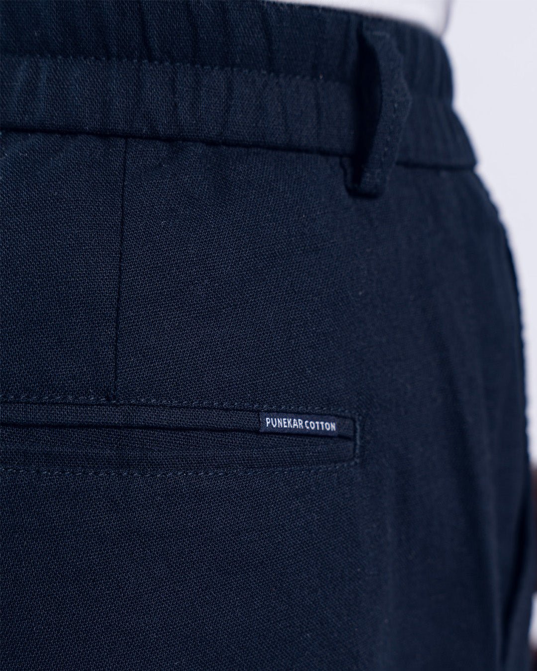 Navy Blue Everyday Cotton Linen Straight-Fit Pants for Men - Punekar Cotton