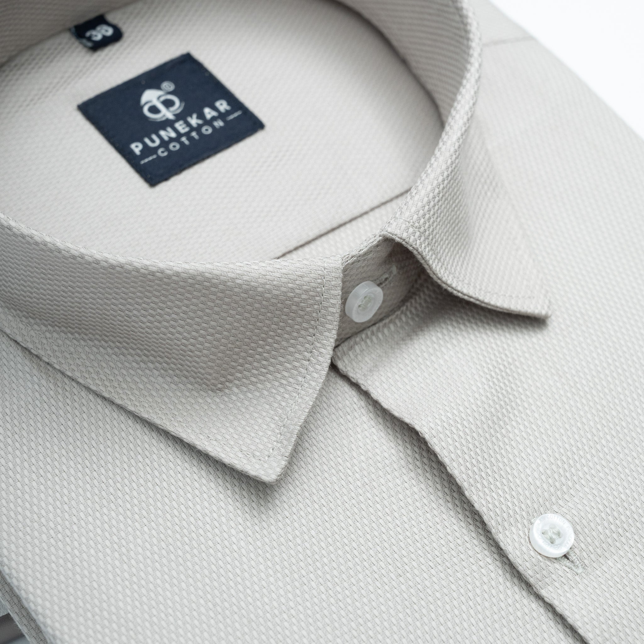 Grey Softweave Cotton Tencel Textured Shirt For Men