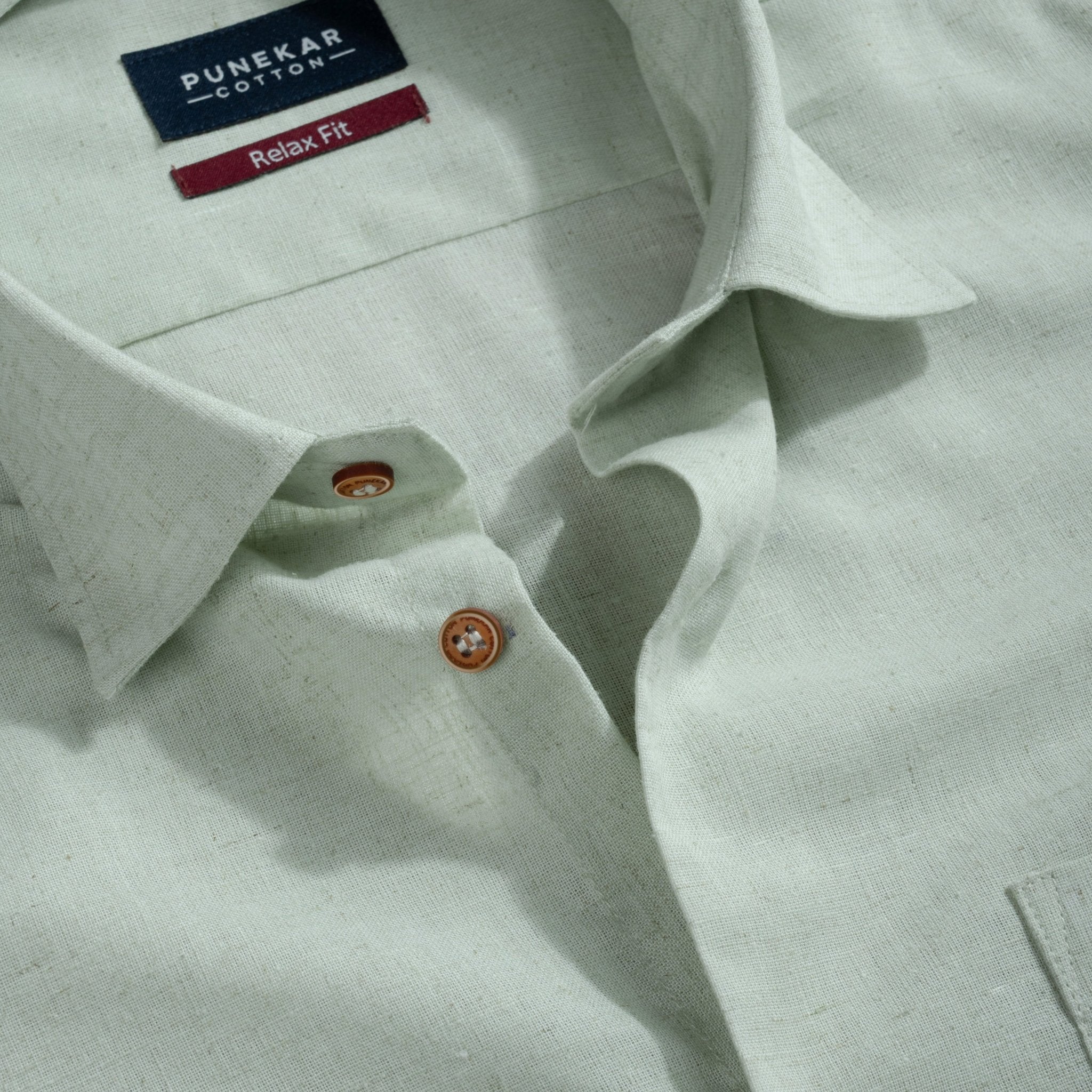 Pastel Green Color Cotton Blend Kosa Texture Shirts For Men - Punekar Cotton