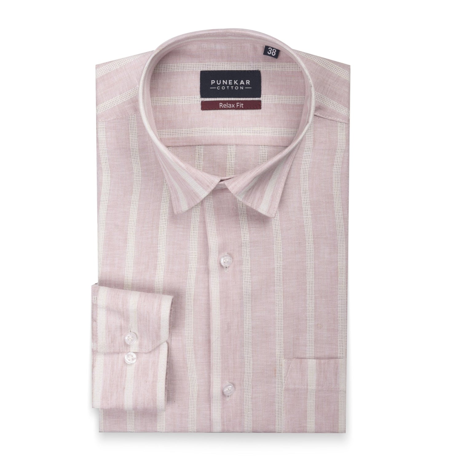 Pink Color Bold Stripe Cotton Shirt For Men - Punekar Cotton