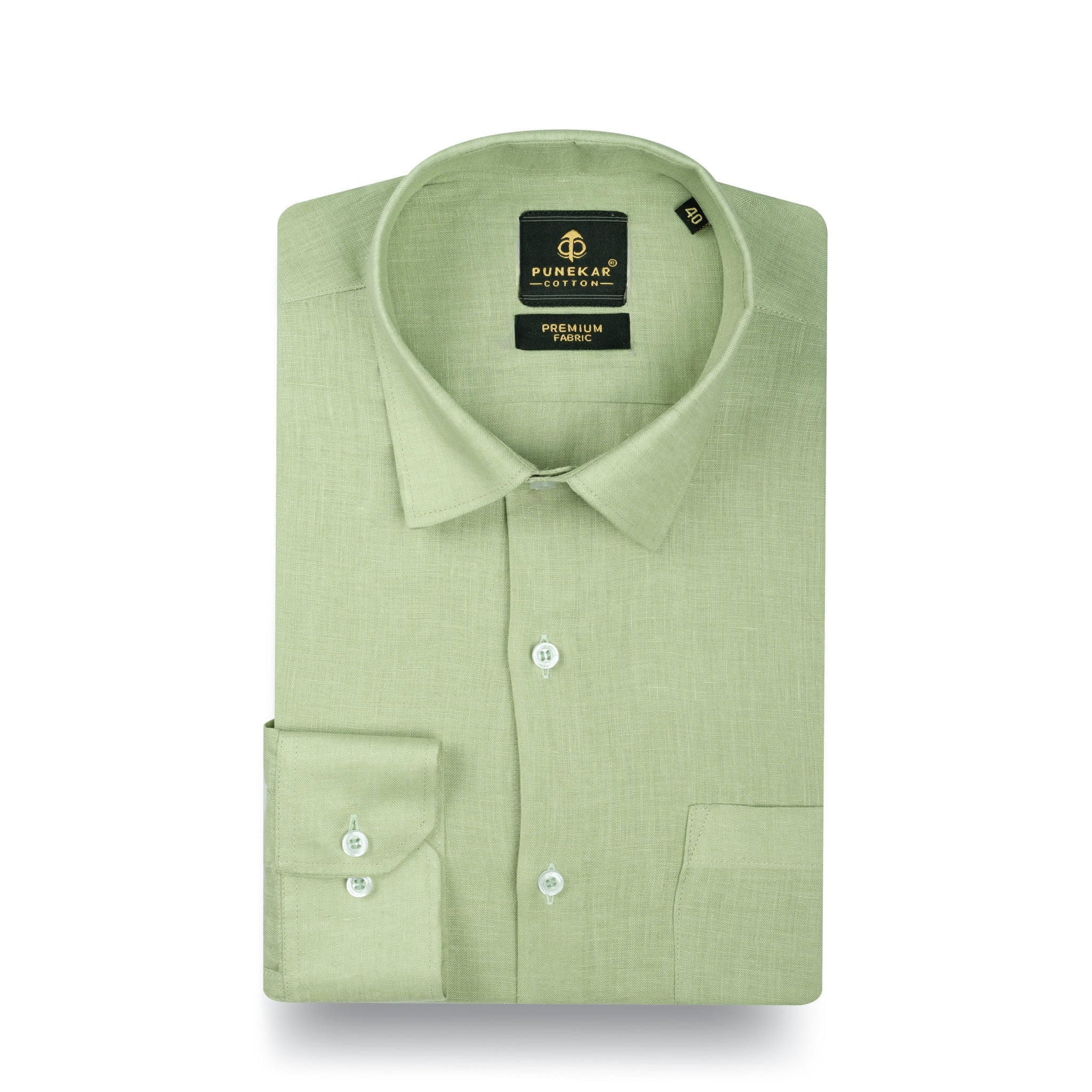 Pista Green 60Lea Pure Linen Shirt For Men - Punekar Cotton