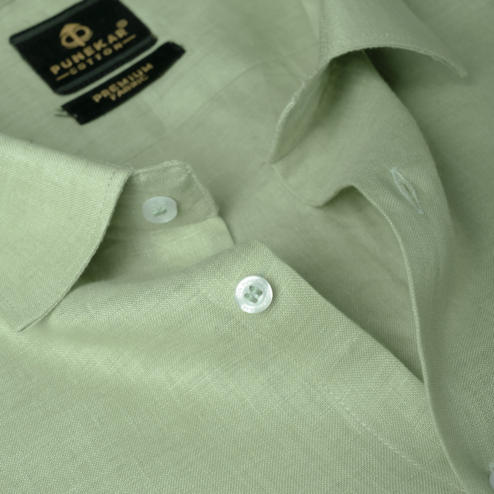 Pista Green 60Lea Pure Linen Shirt For Men - Punekar Cotton