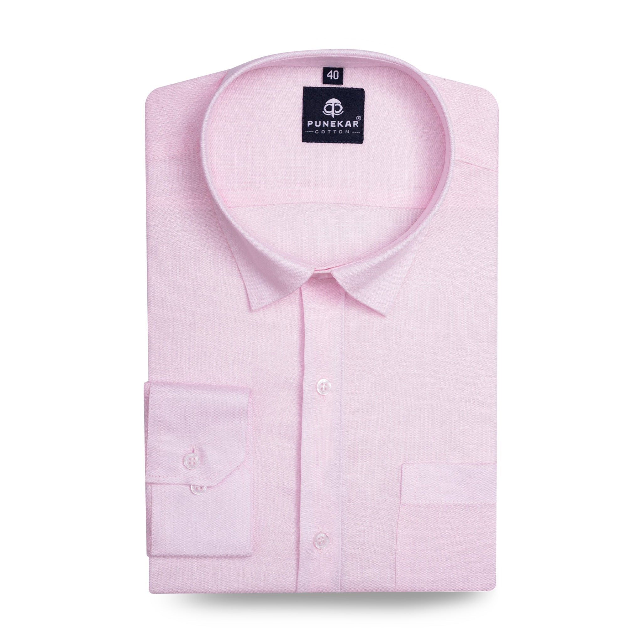 Powder Pink Color 80s Lino Lyocell Shirt For Men - Punekar Cotton