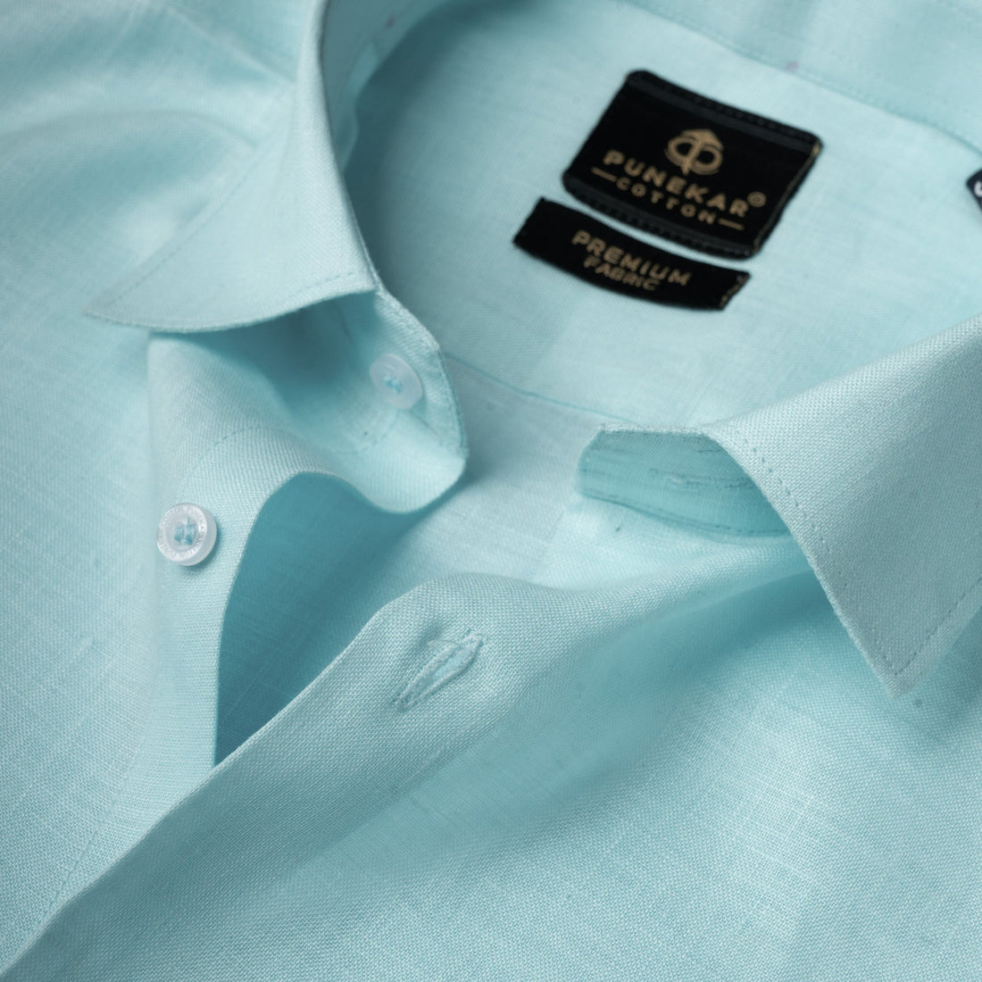 Sky Blue 60Lea Pure Linen Shirt For Men - Punekar Cotton