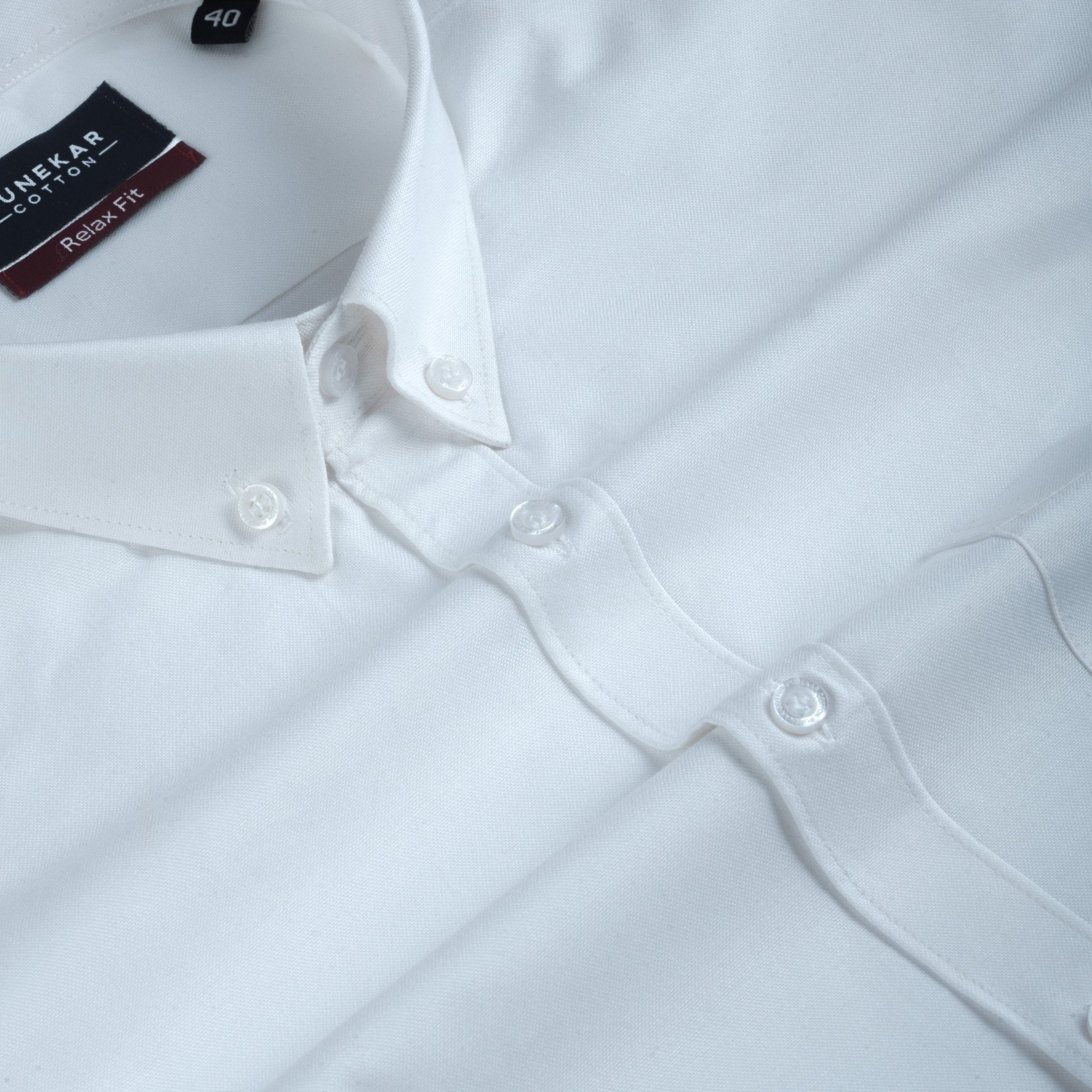 White Colour Cotton Oxford Button Down Collar Shirt For Men - Punekar Cotton
