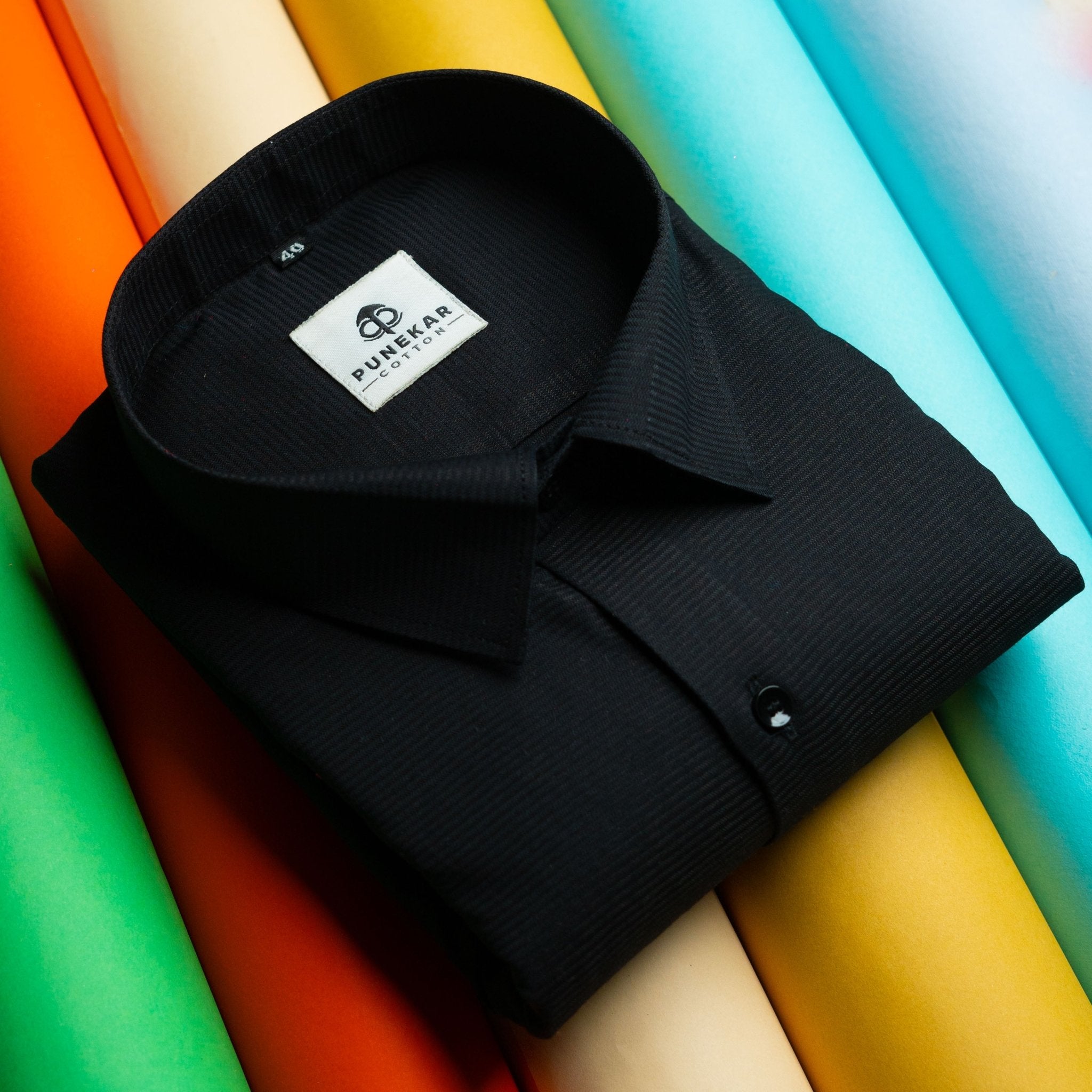 Black Color Twitter Lining Blende Cotton Shirts For Men - Punekar Cotton