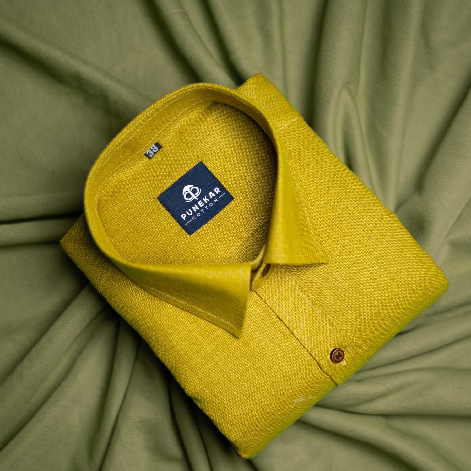 Dark Yellow Color Blended Linen Shirt For Men&