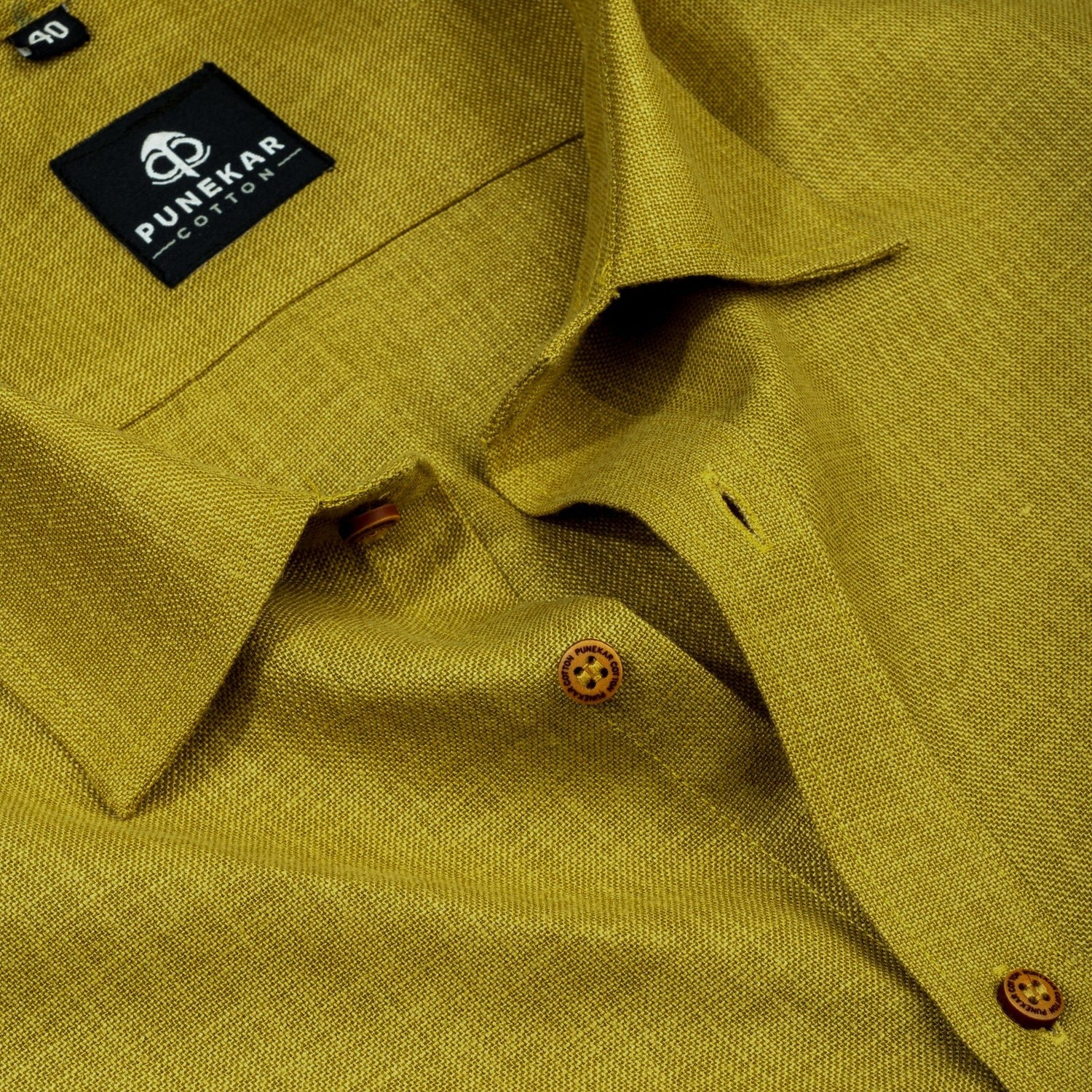 Dark Yellow Color Blended Linen Shirt For Men&