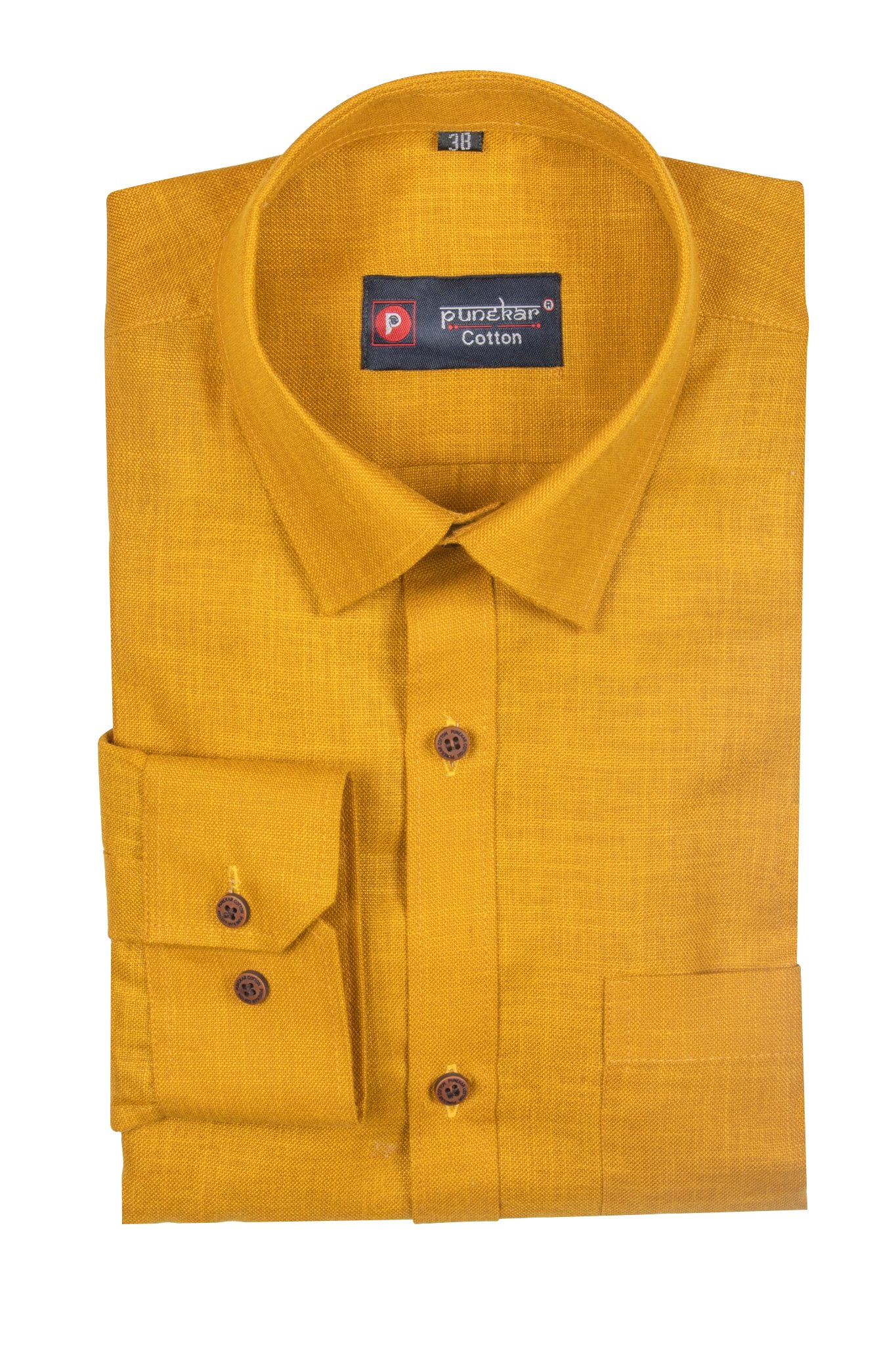 Golden Color Blended Linen Shirt For Men&