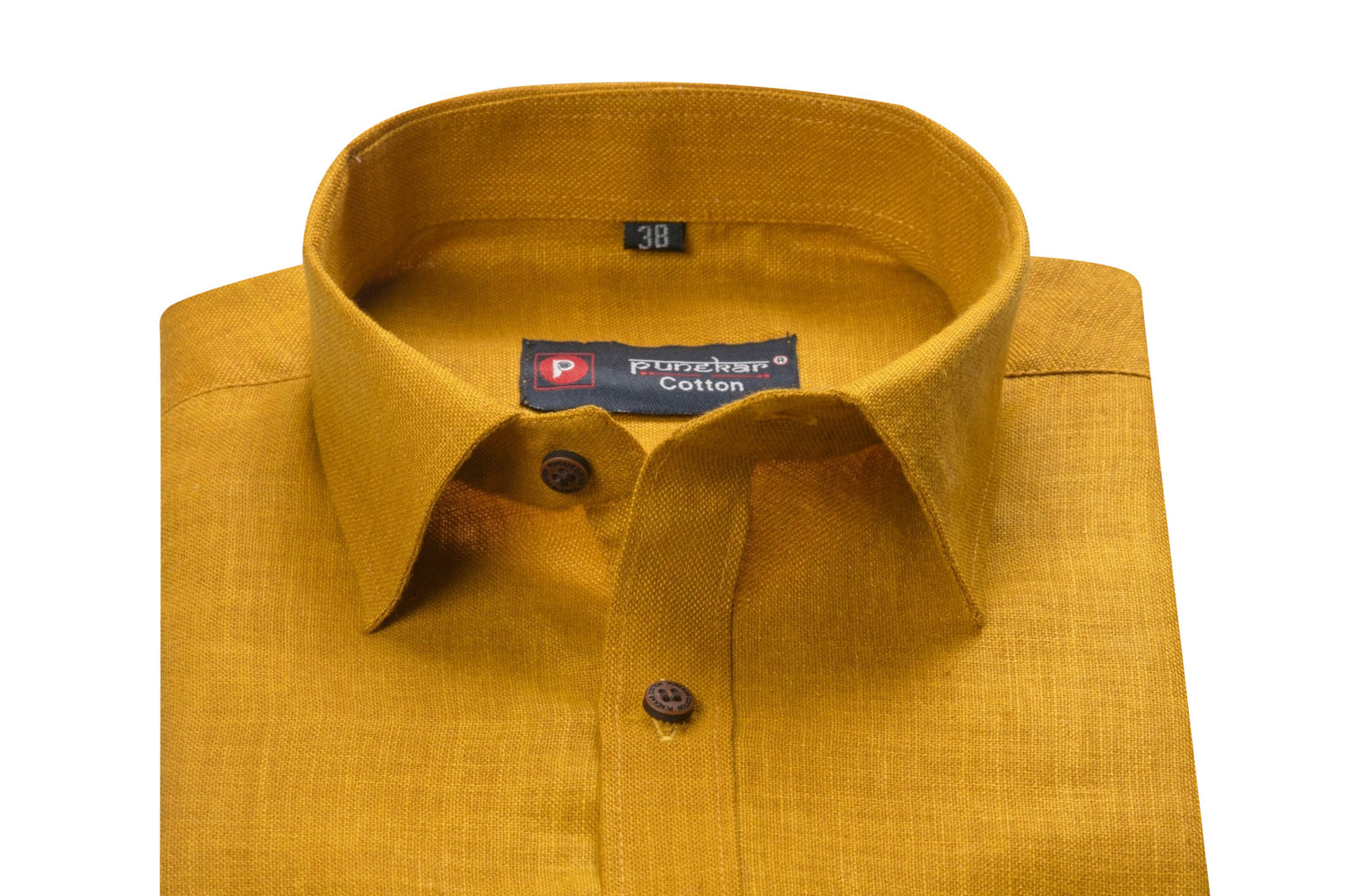 Golden Color Blended Linen Shirt For Men&
