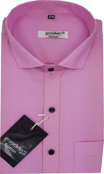 Tanmay  Cotton Satin Pink Color Full Sleeves Formal Shirt for Men's. | Punekar Cotton