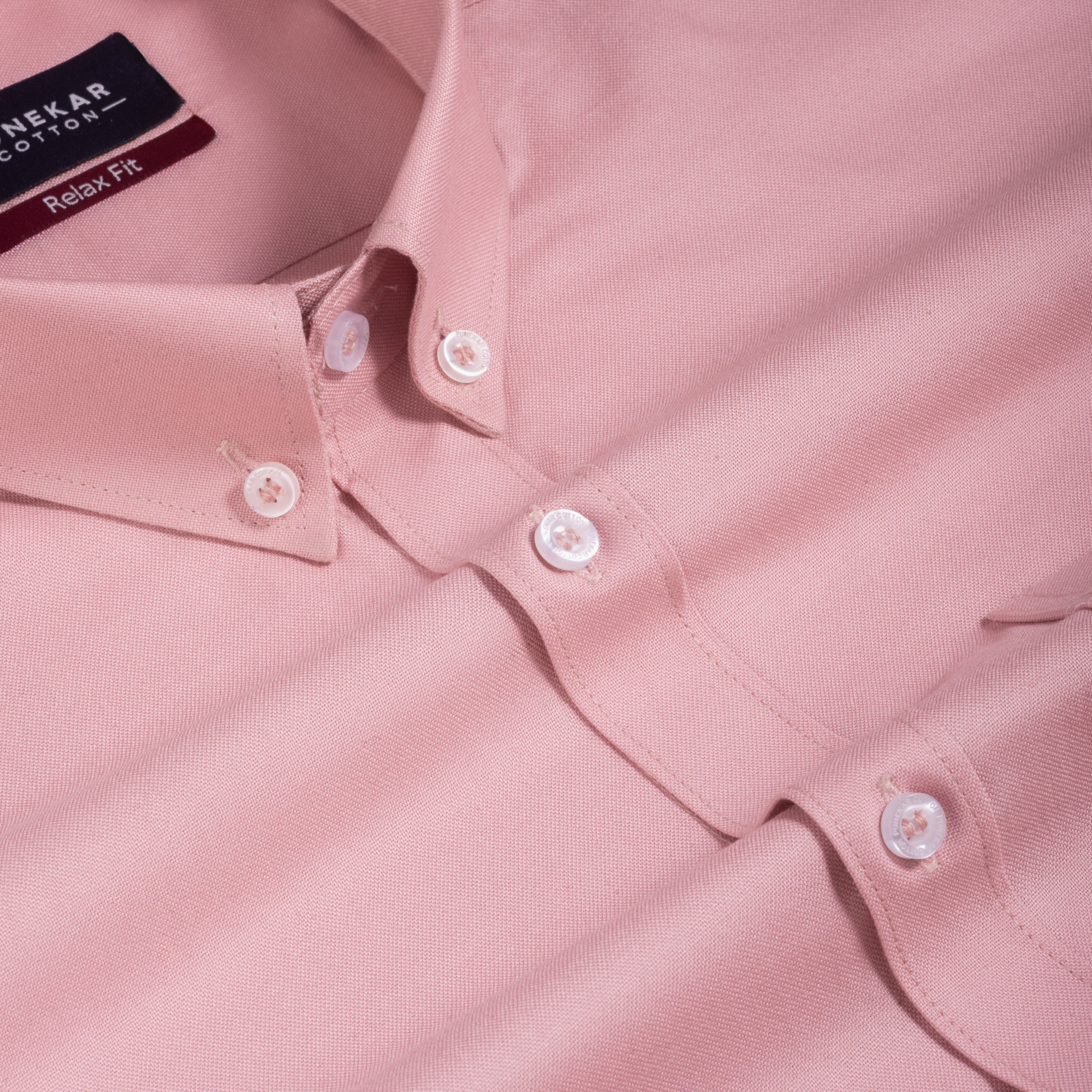 Light Rose Colour Cotton Oxford Button Down Collar Shirt For Men