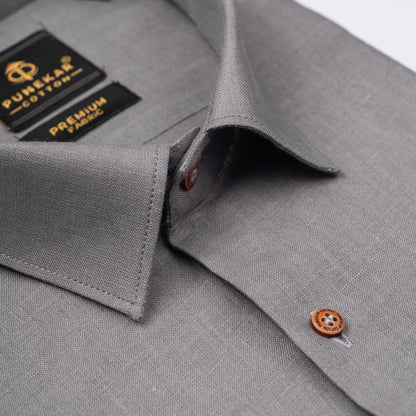 Grey Color Prime Linen Shirt For Men