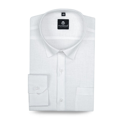 White Color 80s Lino Lyocell Shirt For Men
