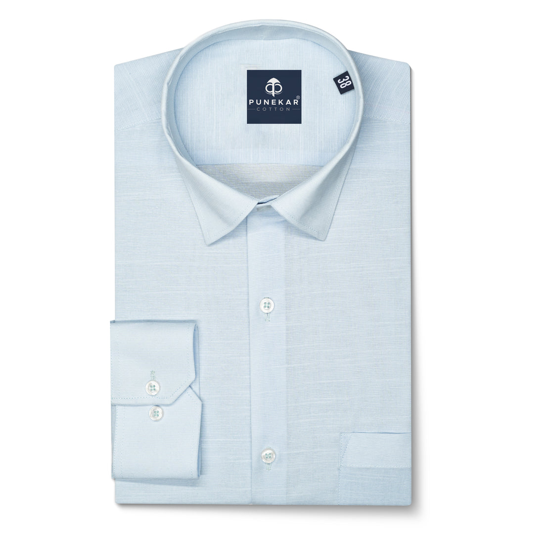 Light Blue Color Lining Texture Pure Cotton Shirt For Men