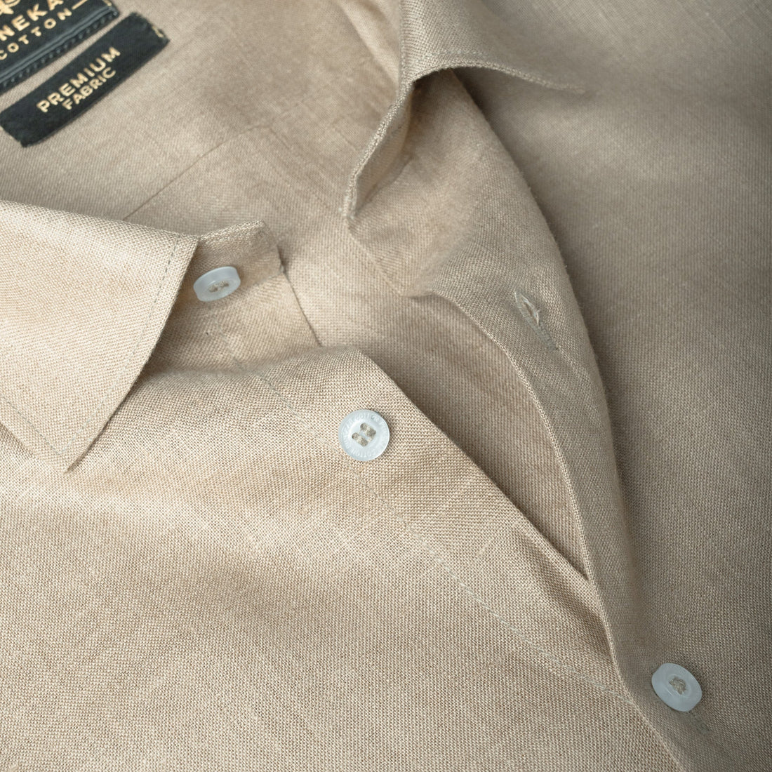 Beige Color 60Lea Pure Linen Shirt For Men - Punekar Cotton