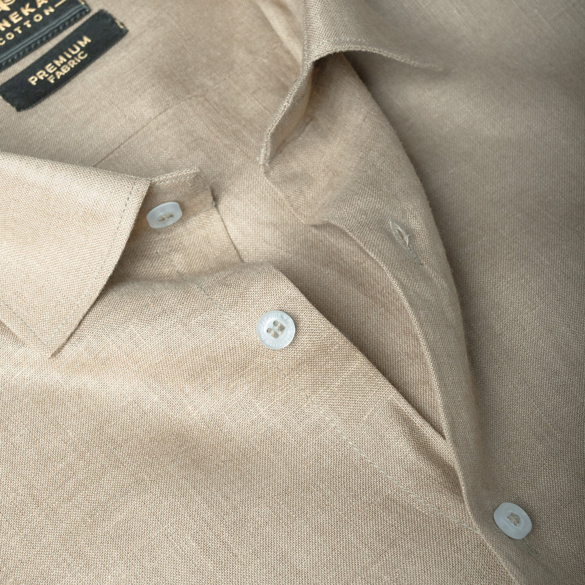 Beige Color 60Lea Pure Linen Shirt For Men - Punekar Cotton