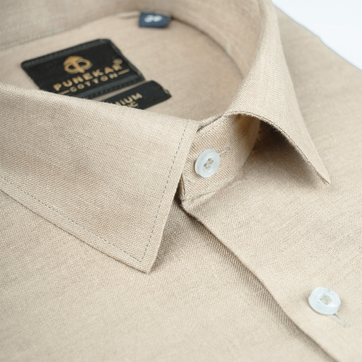 Beige Color 60Lea Pure Linen Shirt For Men - Punekar Cotton