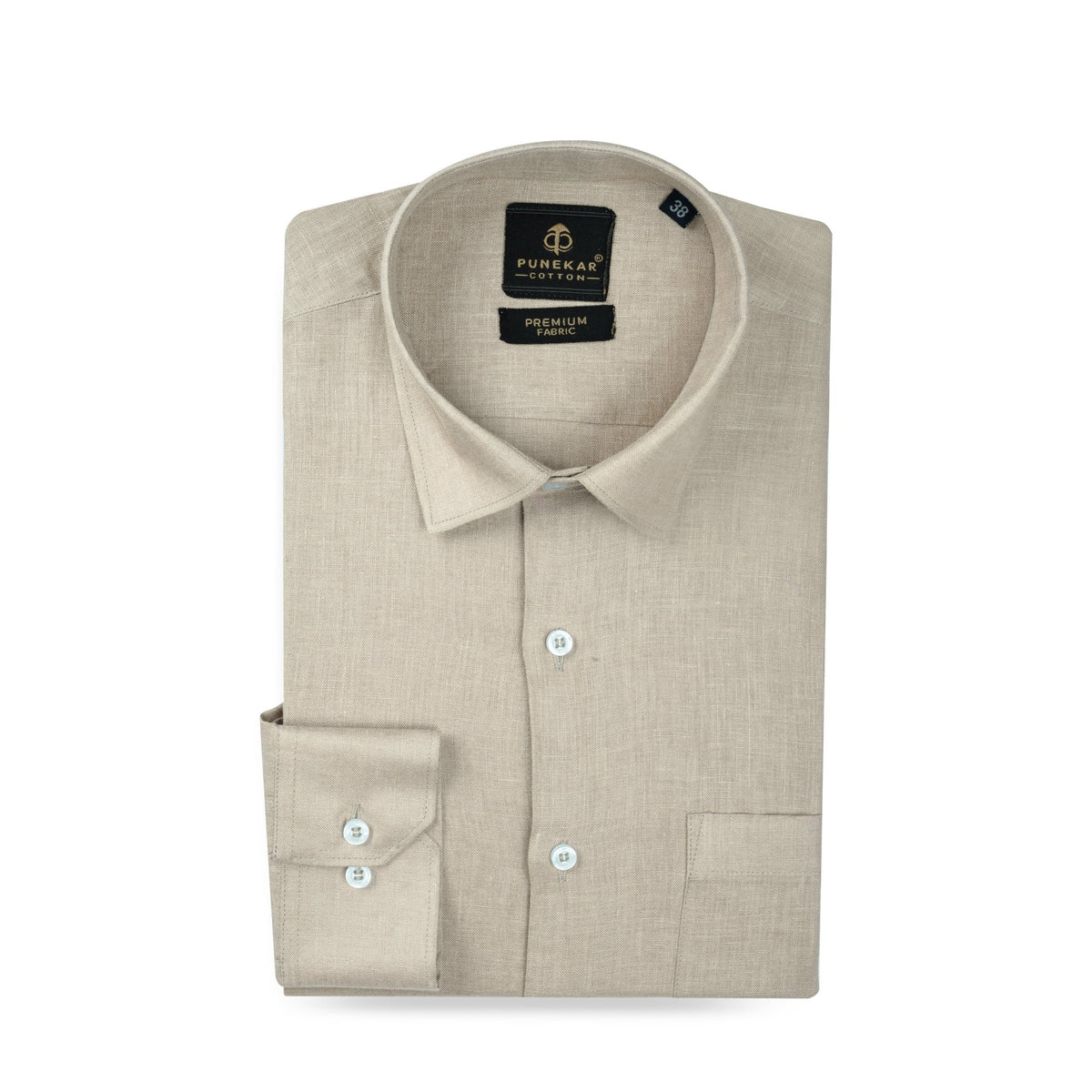 Beige Color 60Lea Pure Linen Shirt For Men - Punekar Cotton