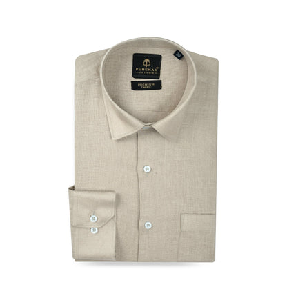 Beige Color 60Lea Pure Linen Shirt For Men - Punekar Cotton
