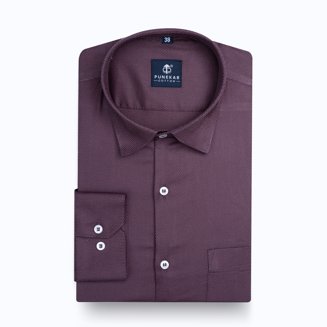 Plum Softweave Cotton Tencel Textured Shirt For Men