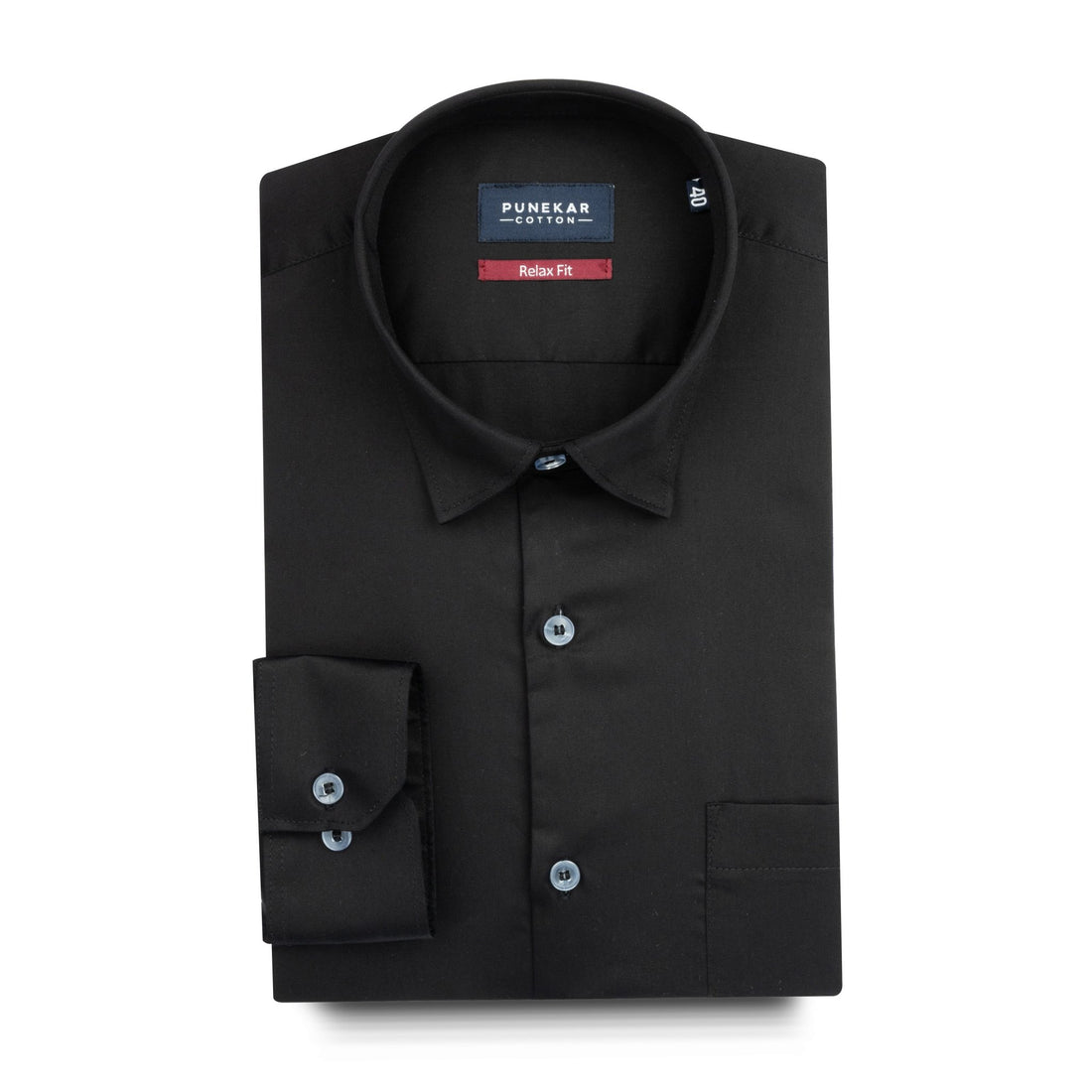 Black Color Cotton Satin Shirt For Men - Punekar Cotton