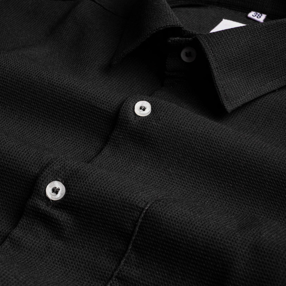 Black Color Waffle Texture Cotton Shirt For Men - Punekar Cotton