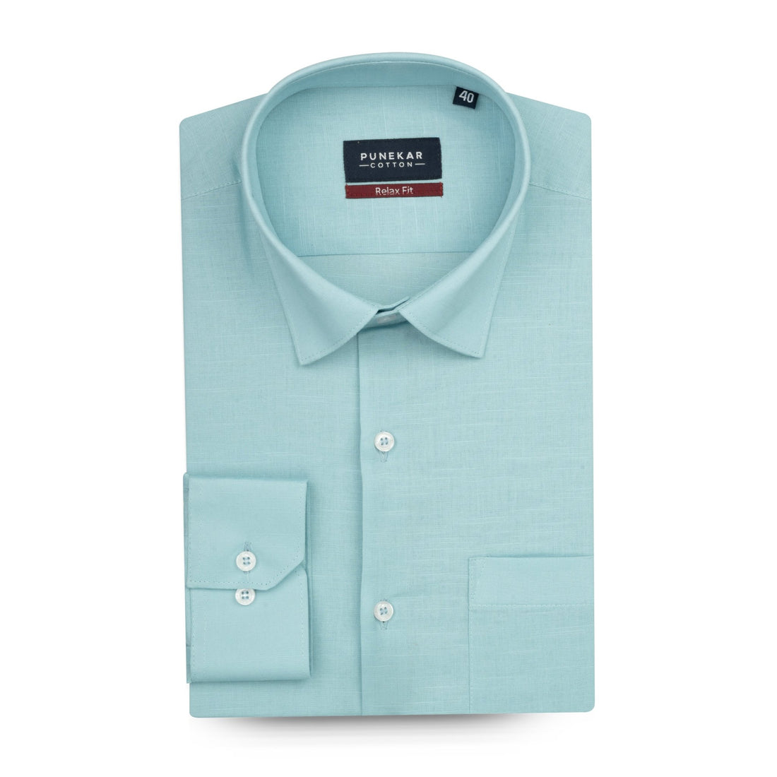 Blue Color Solid Cotton Linen Shirt For Men - Punekar Cotton