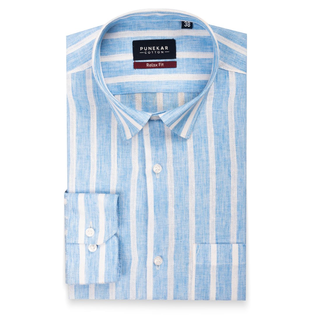 Sky Blue Color Bold Stripe Cotton Shirt For Men
