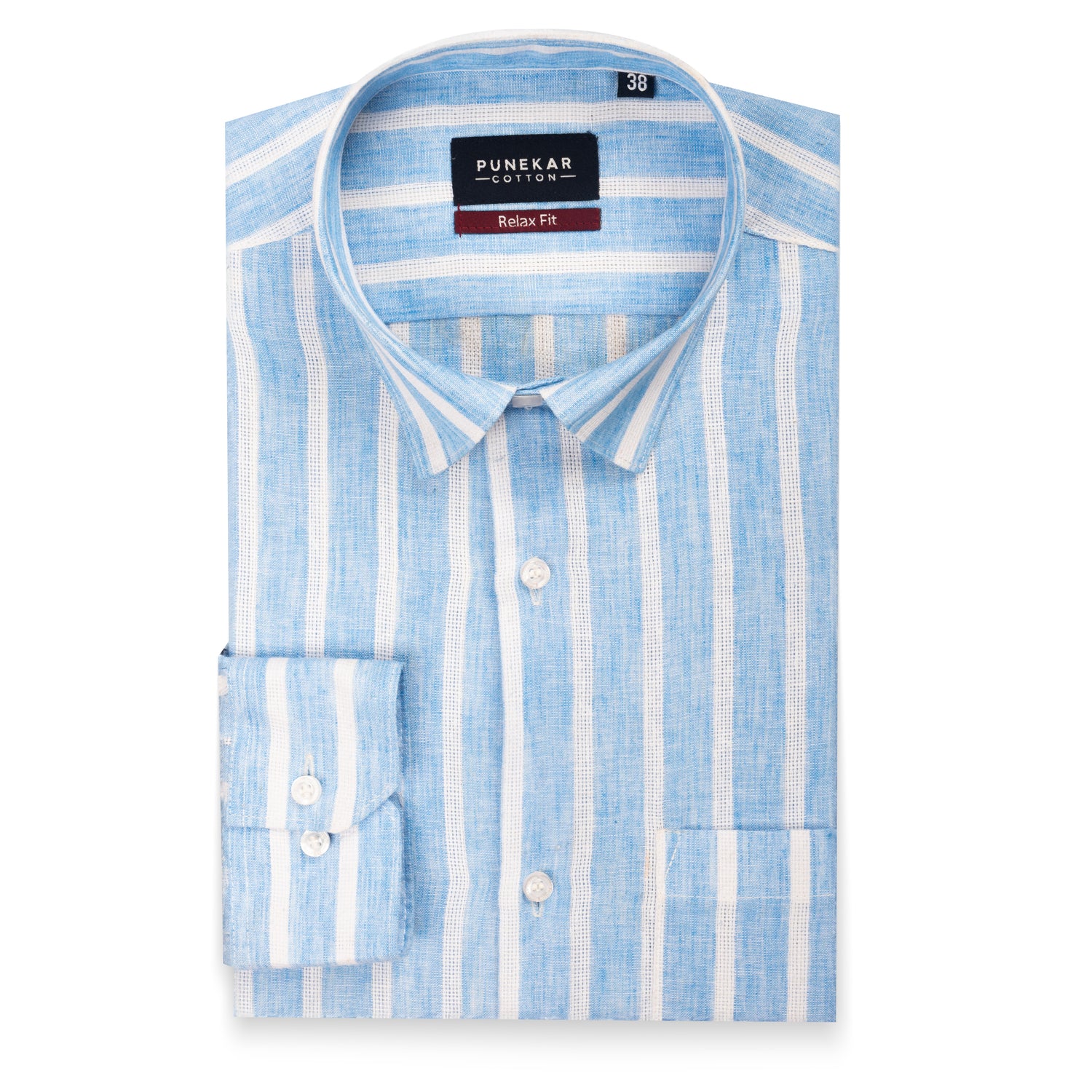 Sky Blue Color Bold Stripe Cotton Shirt For Men