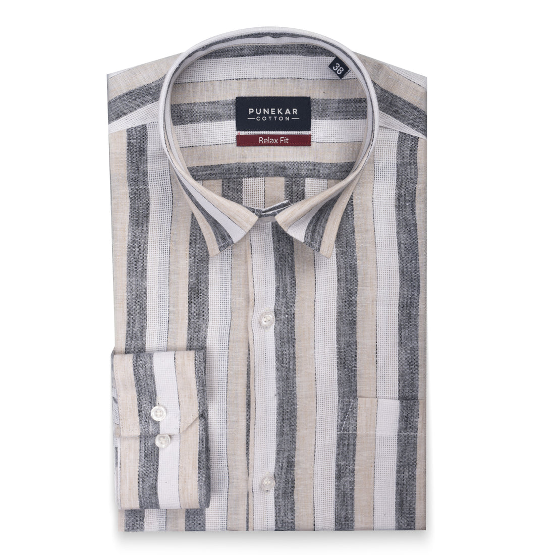 White Black Color Bold Stripe Cotton Shirt For Men