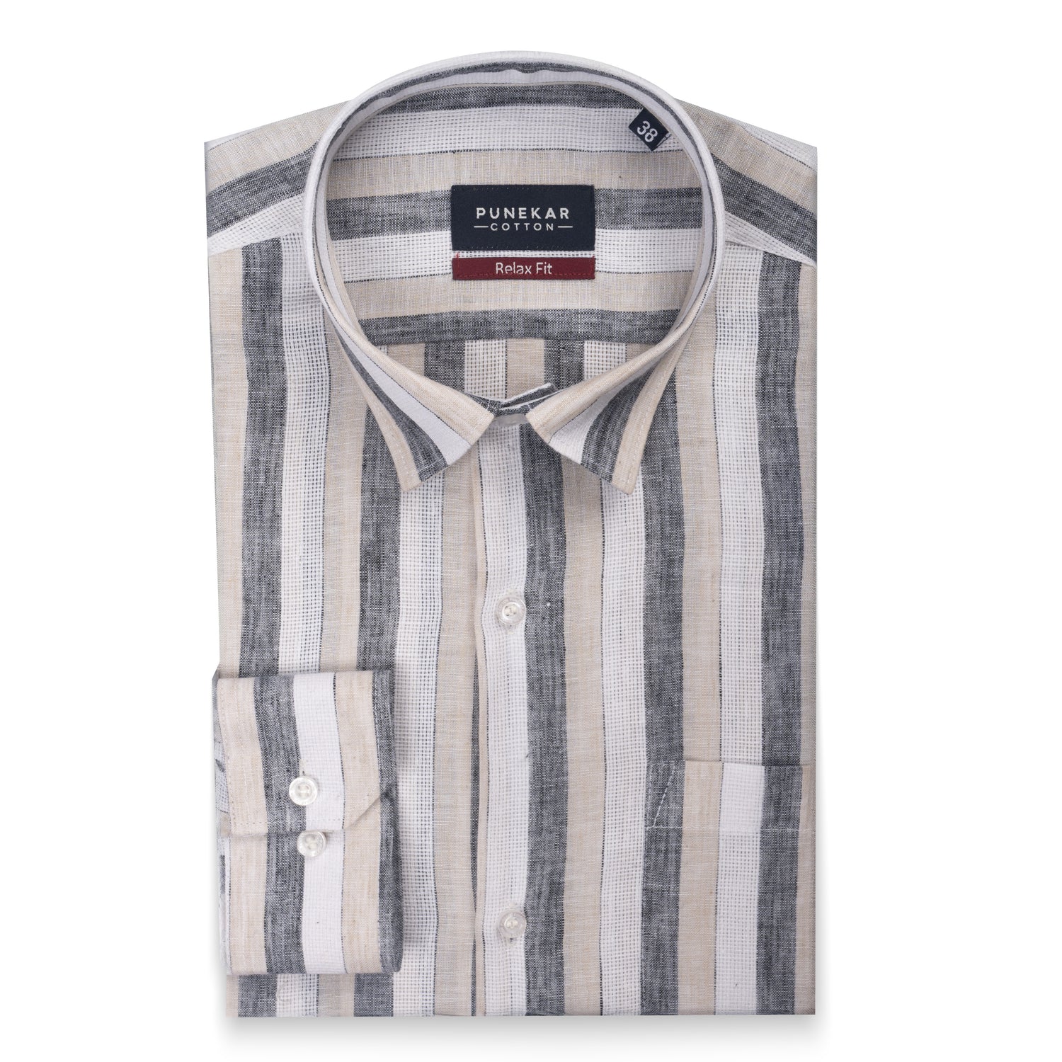 White Black Color Bold Stripe Cotton Shirt For Men