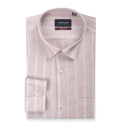 Pink Color Bold Stripe Cotton Shirt For Men