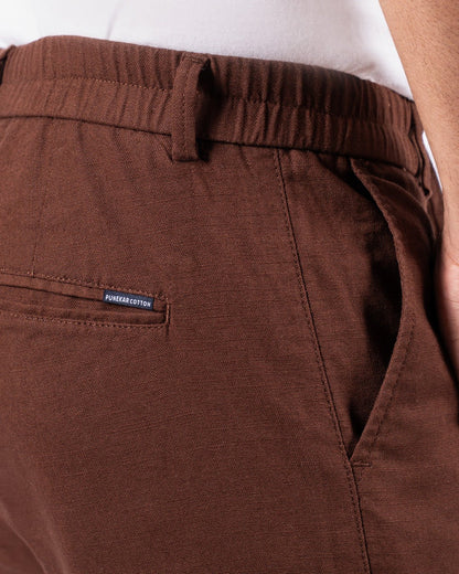 Brown Everyday Cotton Linen Straight-Fit Pants for Men - Punekar Cotton