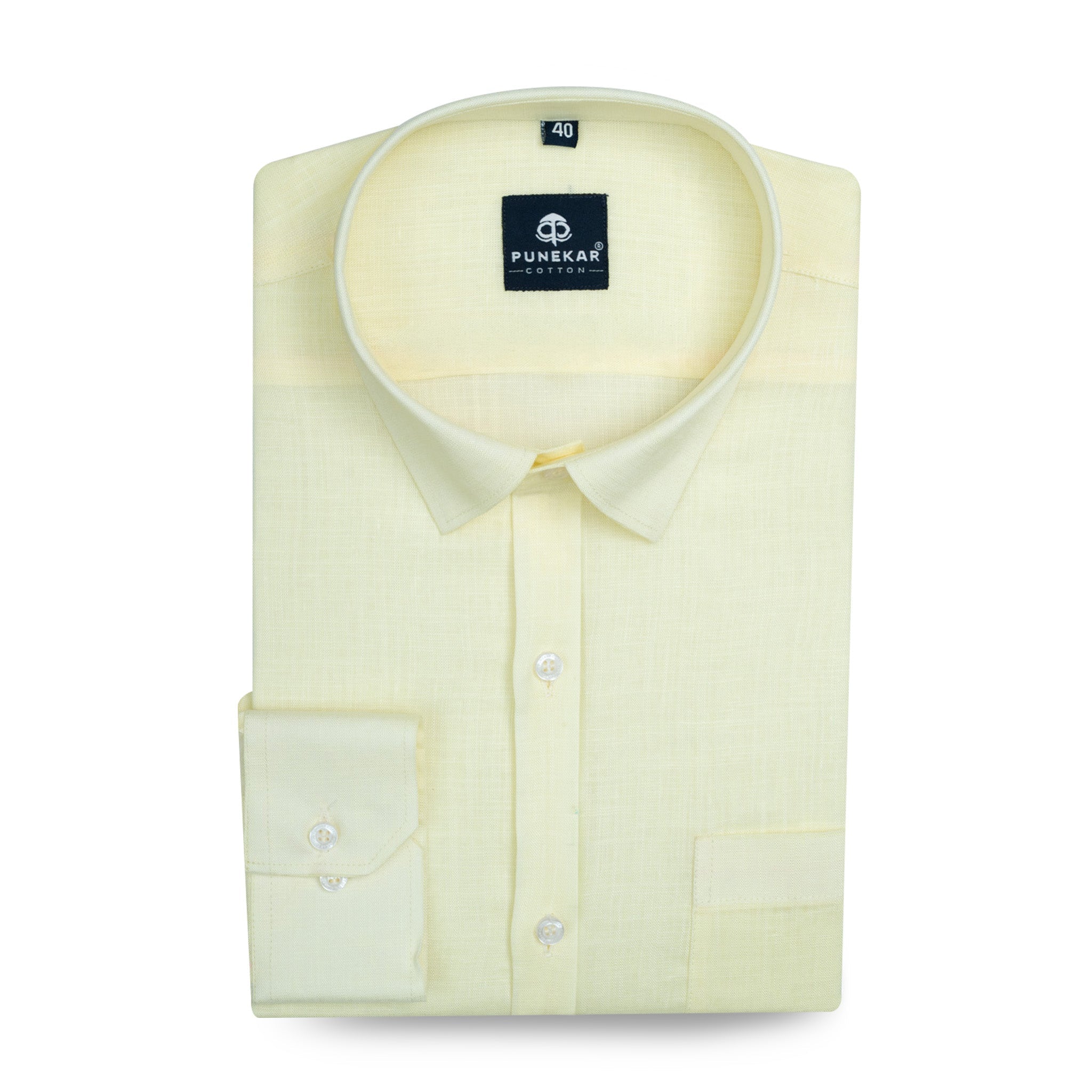 Butter Yellow Color 80s Lino Lyocell Shirt For Men - Punekar Cotton