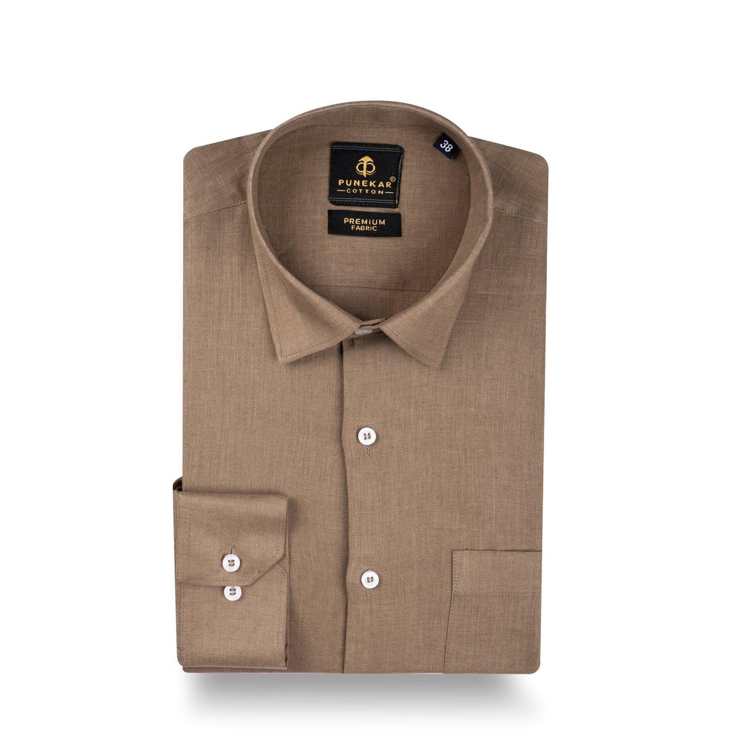 Camel Color 60Lea Pure Linen Shirt For Men - Punekar Cotton