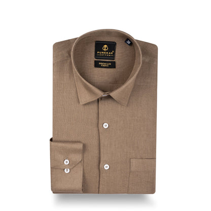Camel Color 60Lea Pure Linen Shirt For Men - Punekar Cotton
