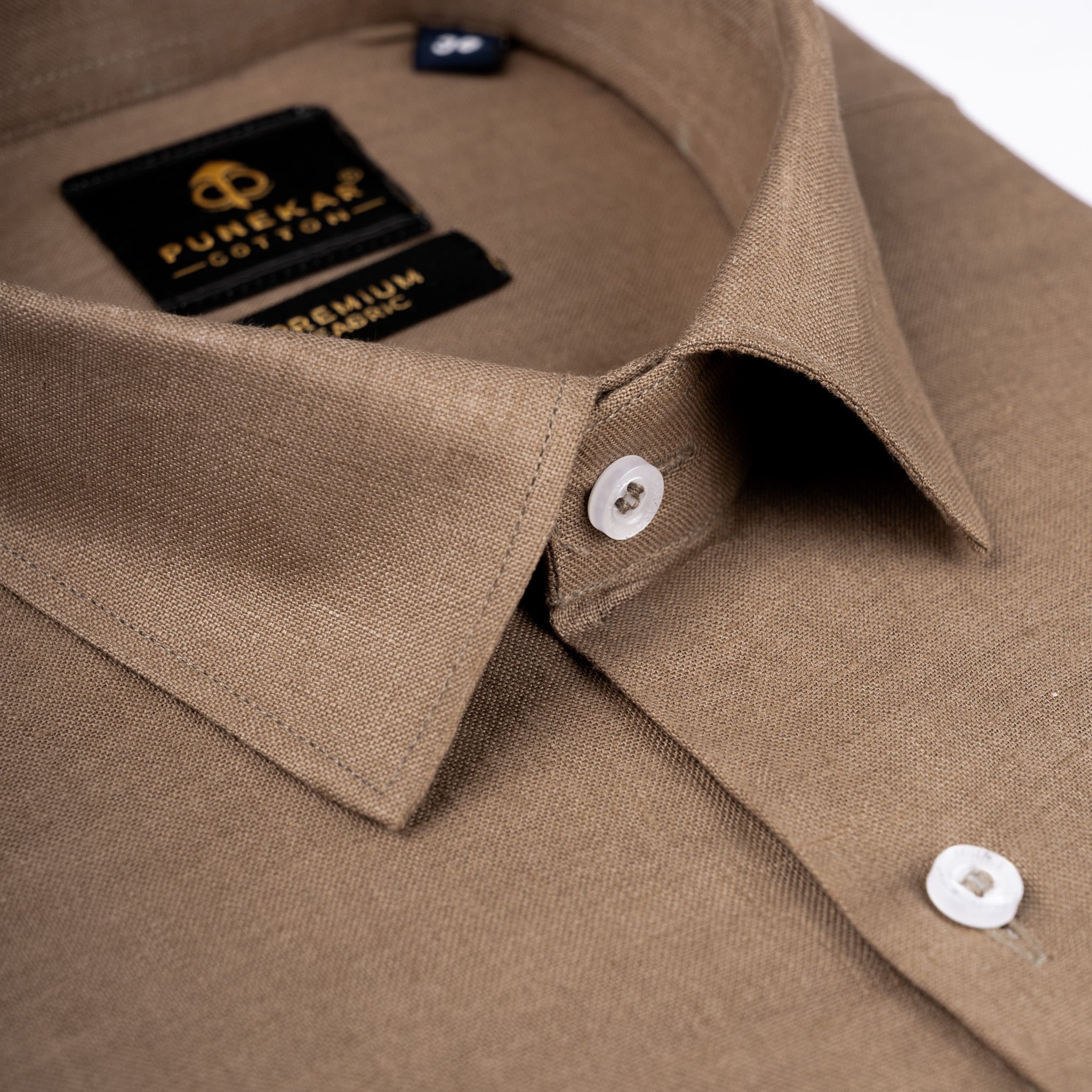 Camel Color 60Lea Pure Linen Shirt For Men - Punekar Cotton